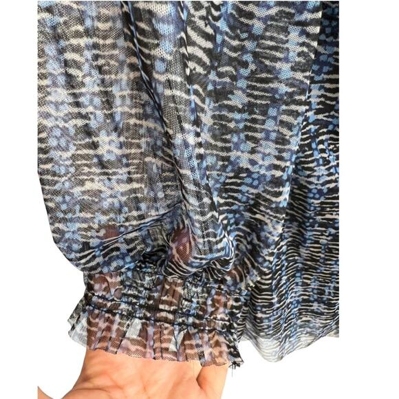 Anthropologie Gretchen Smocked Sheer top blouse Vneck - Picture 11 of 15